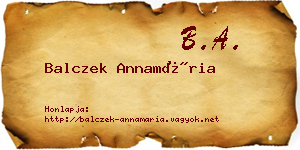 Balczek Annamária névjegykártya